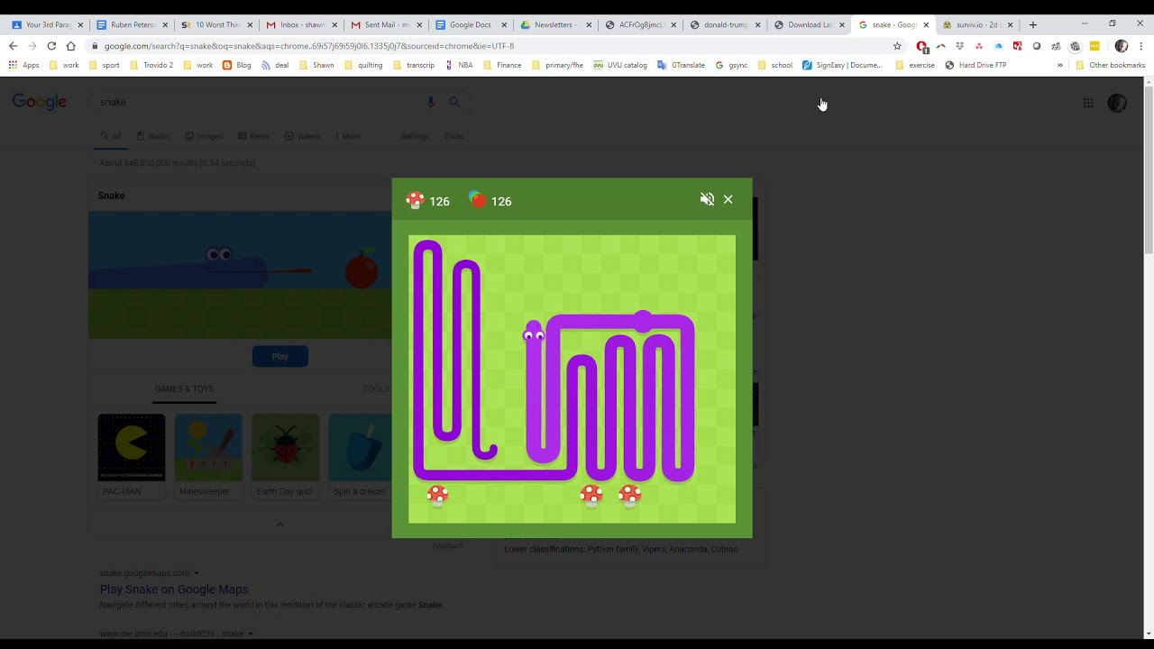 Seeing how much I can do on the google snake with the 3 Seeing how much I can do on the google snake with the 3