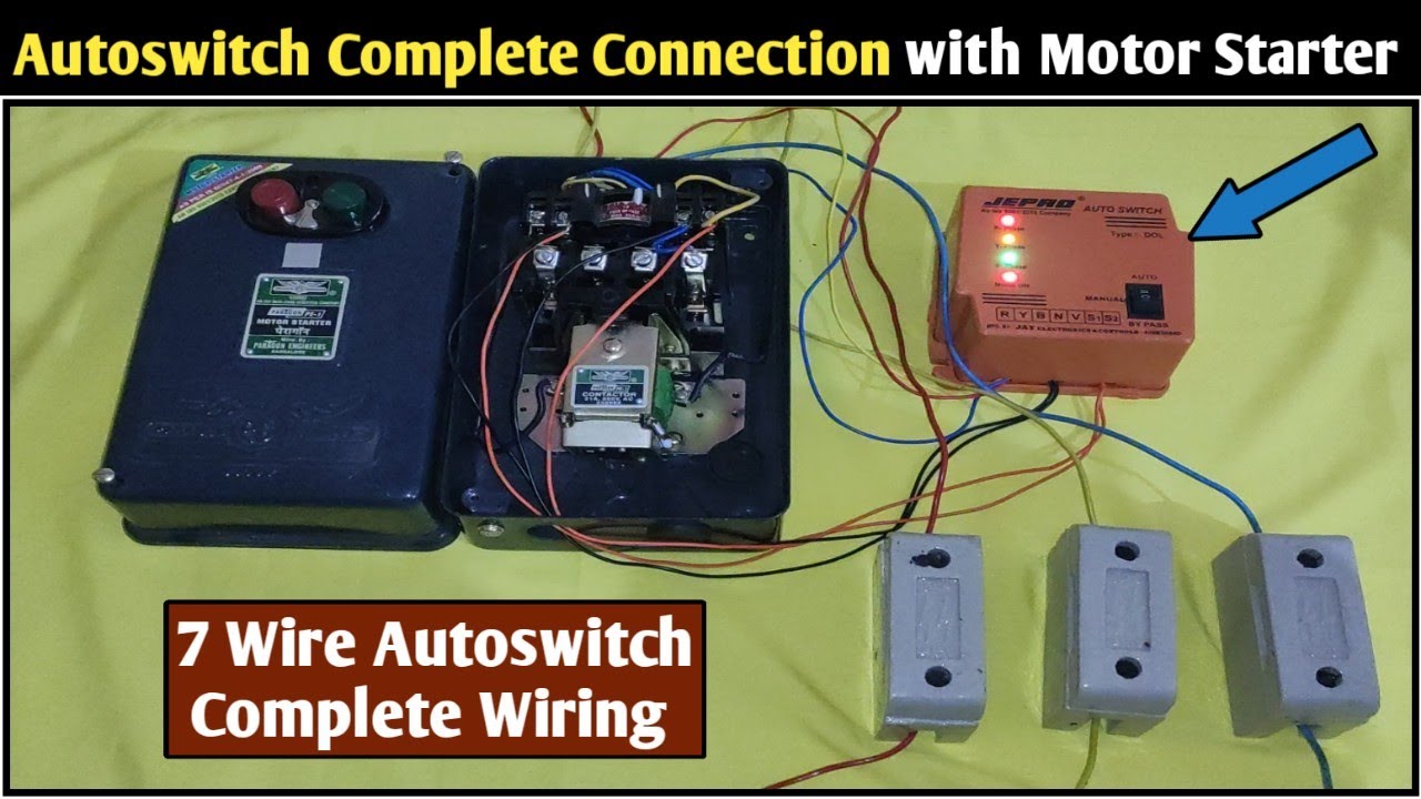 Autoswitch Connection With Motor Starter! How to Connect Autoswitch with  Motor Starter! Dol Starter 