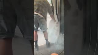 Wobbly Man Sets Off Fire Extinguisher Inside Commuter Train