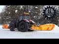 Snow clearing - Valtra T254 Cutting snowbanks with a sideplow ,clear Streets winter 2021