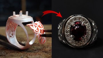 Handmade natural ruby mens ring - Sterling silver
