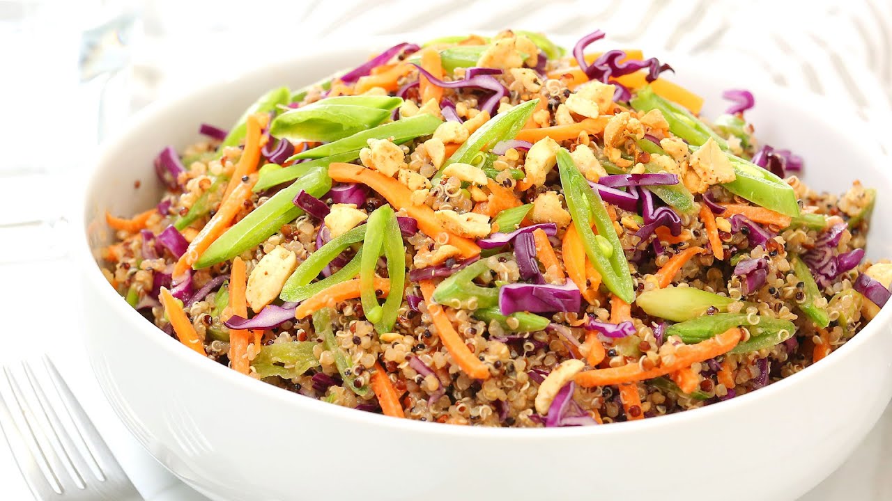 Crunchy Thai Quinoa Recipe | 20 Minute Meal Prep | Healthy + Quick + Easy | The Domestic Geek