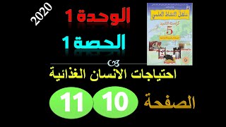 منها النشاط العلمي الخامسة ابتدائي الوحدة 1 الحصة 1 احتياجات الانسان الغذائية ص 10  11