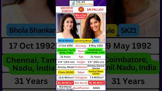 Keerthy Suresh & Sai Pallavi Biography 📝 Who is Your Favourite ❓💖 #shorts #keerthysuresh #saipallavi