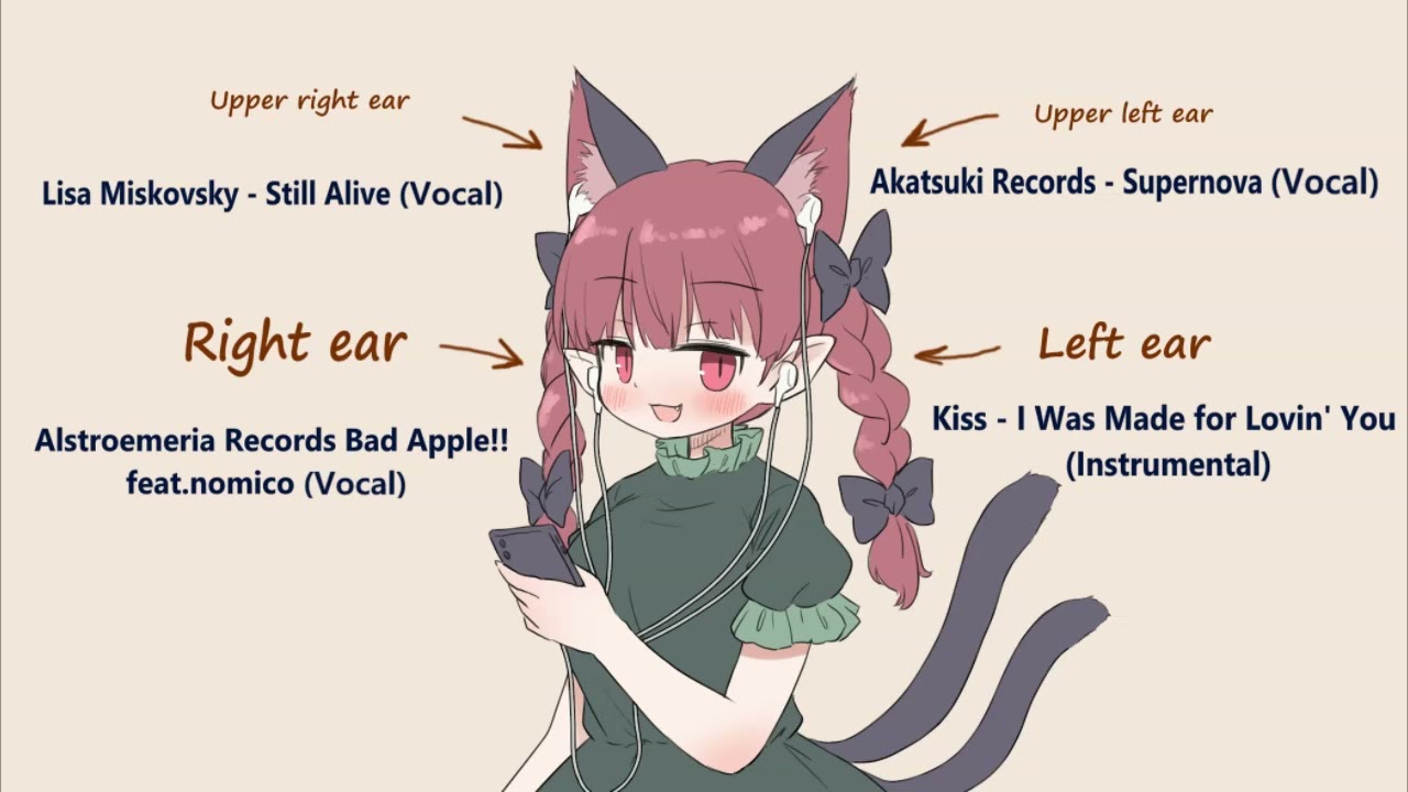 Left Ear "Kiss - I Was Made for Lovin' You" (Instrumental), Right Ear Bad Apple!! (Vocal) [FULL VER]