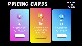 Pricing Cards with Gradient Background using HTML & CSS | TechiesCraze