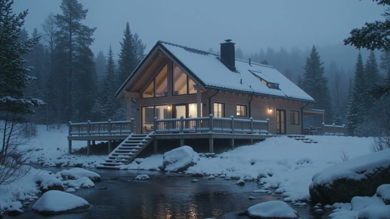 Cozy Winter Cabin in the Forest ❄️ Fireplace Ambience & Relaxing Nature Sounds
