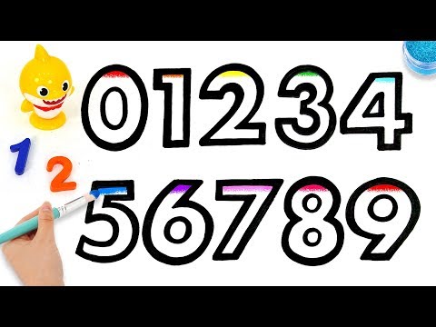 Let's learn to glitter Numbers drawing and coloring for kids | TOBiART