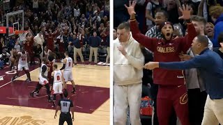The Cavaliers bench reaction to Donovan Mitchell’s putback basket 👀