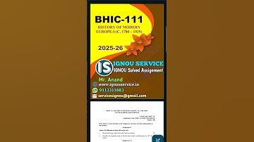 BHIC-111 Solved Assignment English Medium 2025-26 #ignou #ignousolvedassignment #ignouassignment