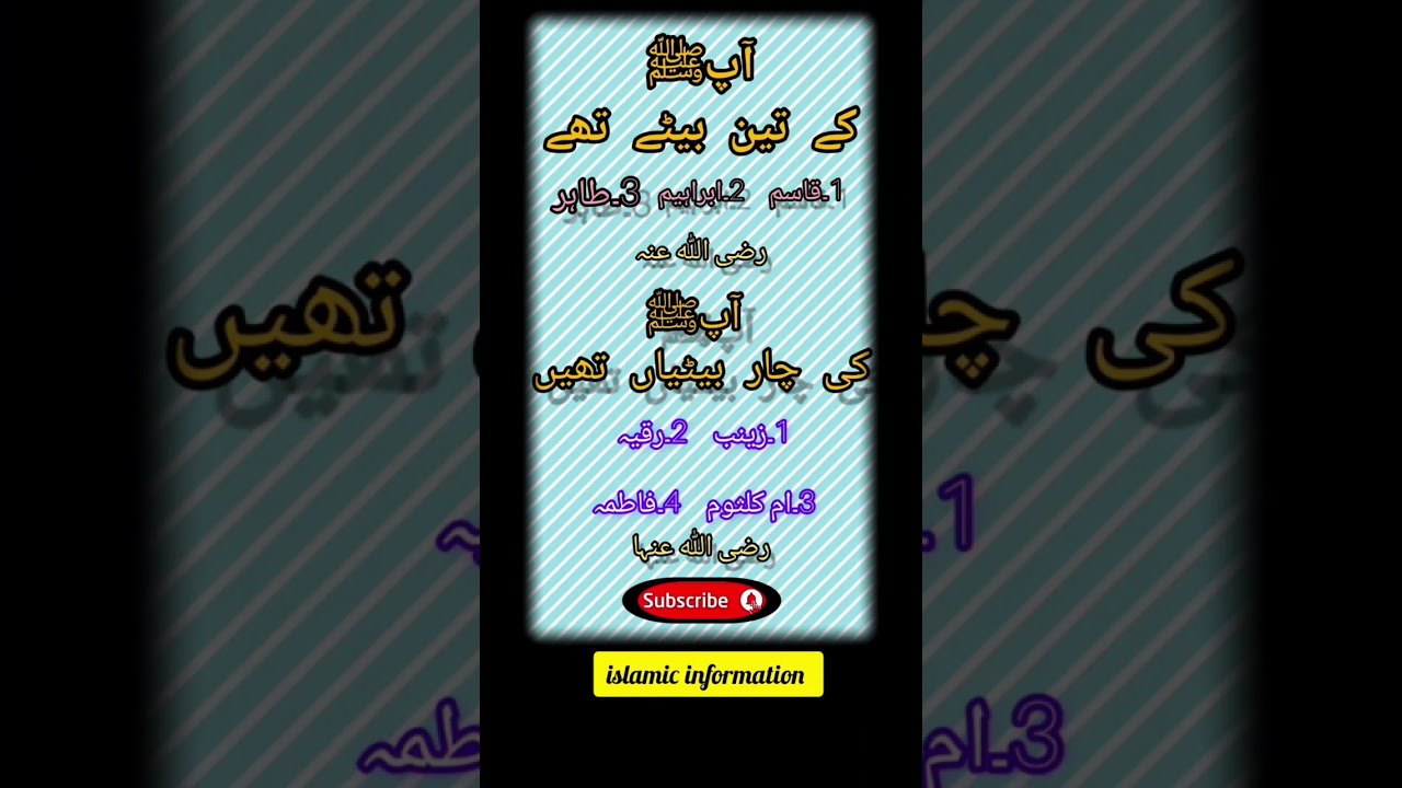 Son and daughter of prophet Muhammad PBUH |