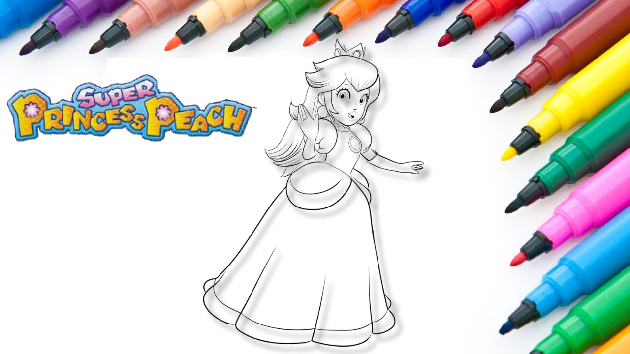 Peach, Princess, Super Mario, how to color