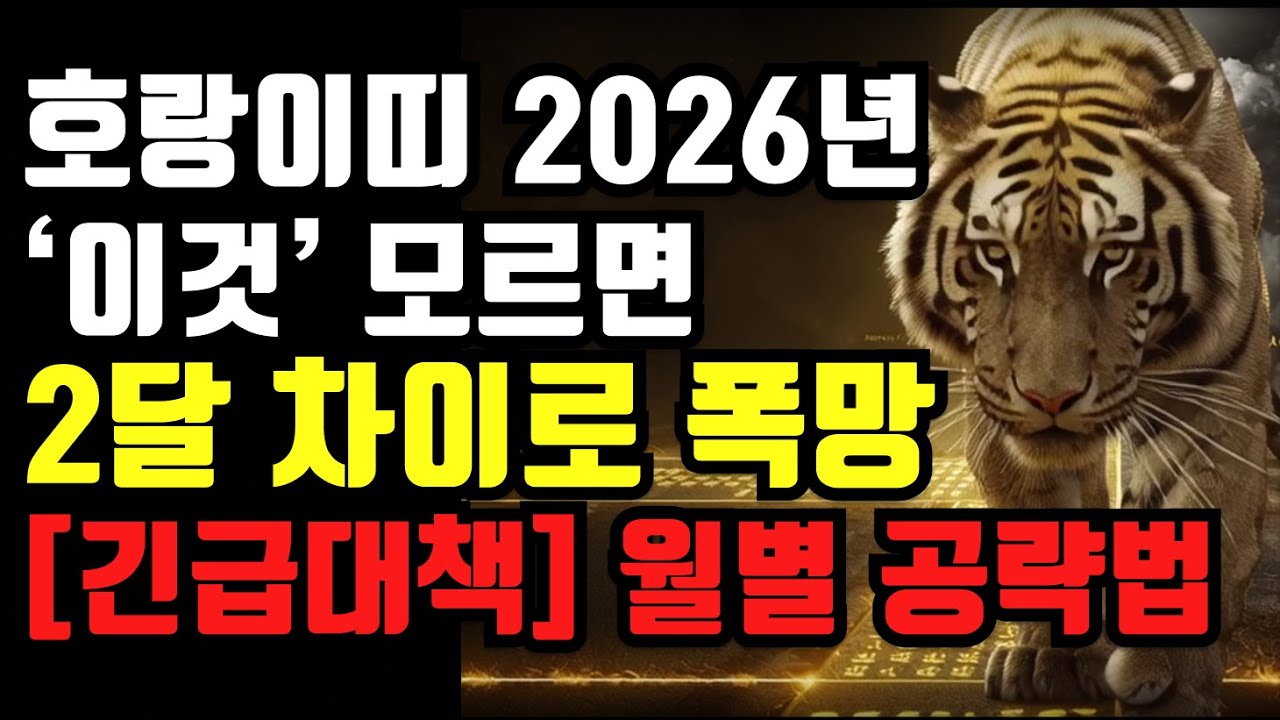 [호랑이띠 2026년 대운 월별대책] 50, 62, 74년생 필독 '이것' 모르면 2달 차이로 폭망!!