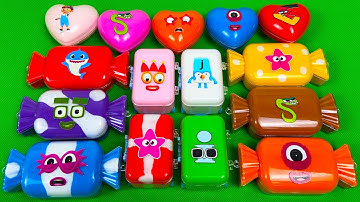 Rainbow SLIME 🌈 Finding Hidden Clay in Numberblocks, Alphablocks Suitcase, Heart... Mixing! ASMR