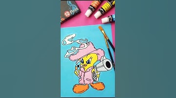 How To Draw A Gangster Tweety Bird | Easy Acrylic Painting | Step-By-Step Tutorial for Beginners