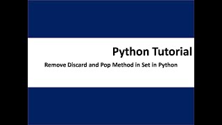 remove discard pop method in set in python Profile