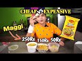 250rs maggi vs 100rs vs 40rs  cheap vs expensive  maggi challenge  akanksha and bhushan maggi