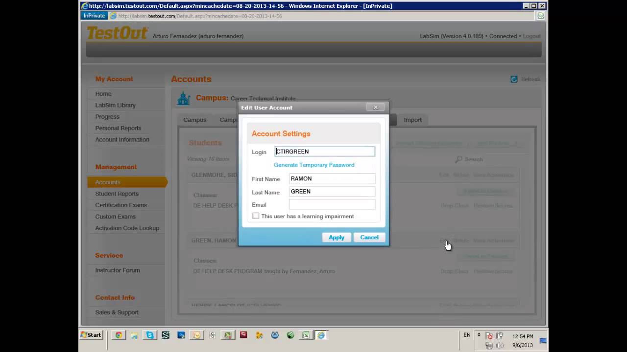 how to change a password in testout YouTube
