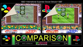 International Superstar Soccer Deluxe (SNES vs PlayStation) Side by Side Comparison | VCDECIDE