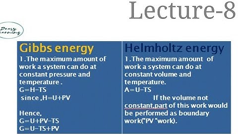 Lecture-8 Gibbs energy(Maximum non-expansion work ) and Helmholtz energy(Maximum Expansion work )