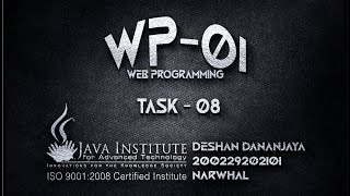 Web Project Task 08 | Web Programming 01 | Java Institute | 1st Year | Semester 01
