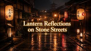 Lantern Reflections on Stone Streets   Gion Night Rain #GionNight #KyotoRain #JapaneseAtmosphere