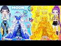 SUN vs MOON Glow Up! Rumi & Zoey Makeup Magical Princess Fashion Challenge | DIY Fashion Paper Dolls