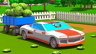 Tracteur VS Voiture de course dans Cars Town - Dessins animés pour les enfants