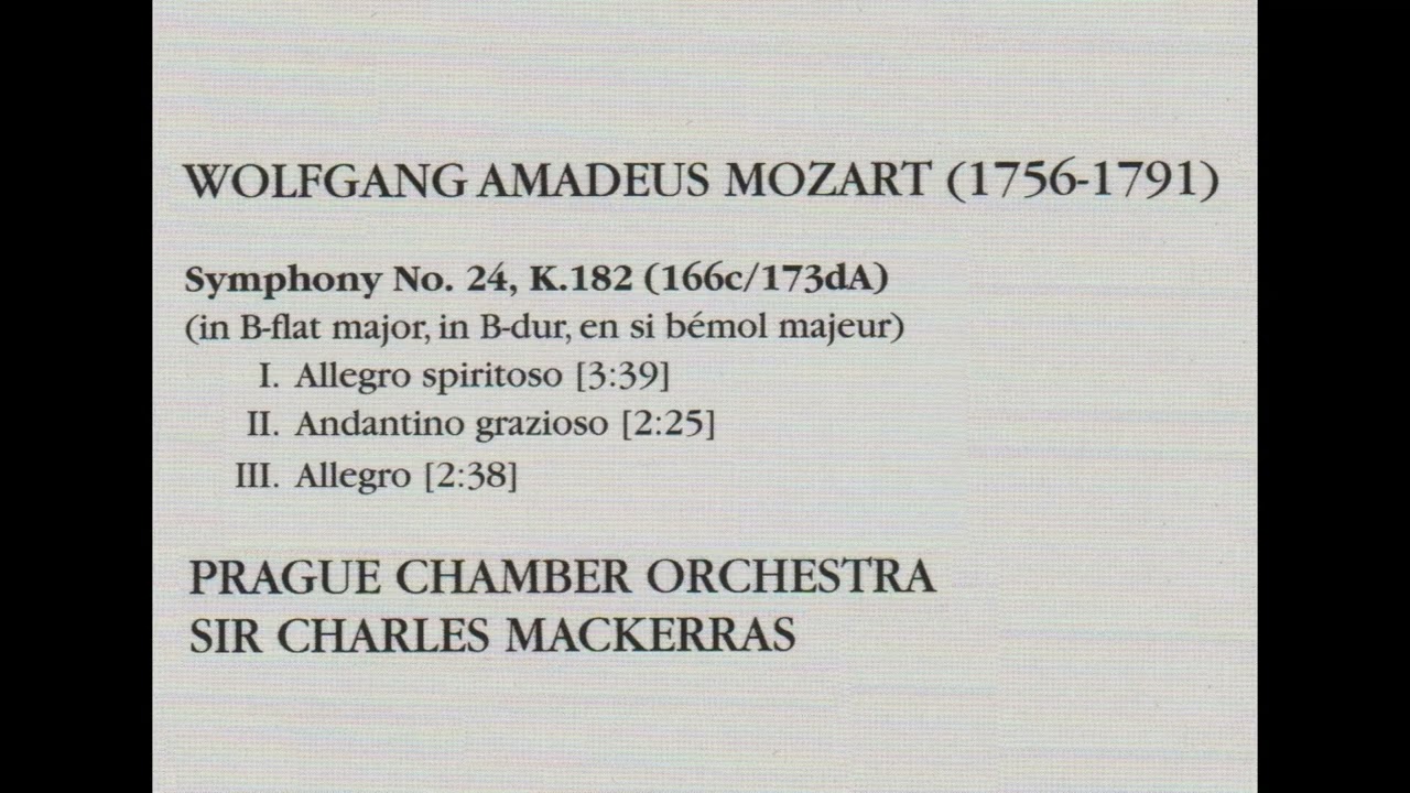モーツァルト 交響曲第24番変ロ長調 マッケラス指揮プラハ室内管弦楽団