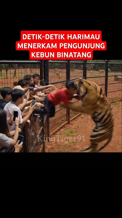 detik-detik pengunjung di terkam HARIMAU #animals #tiger #harimausumatra #harimau #macan #veo3