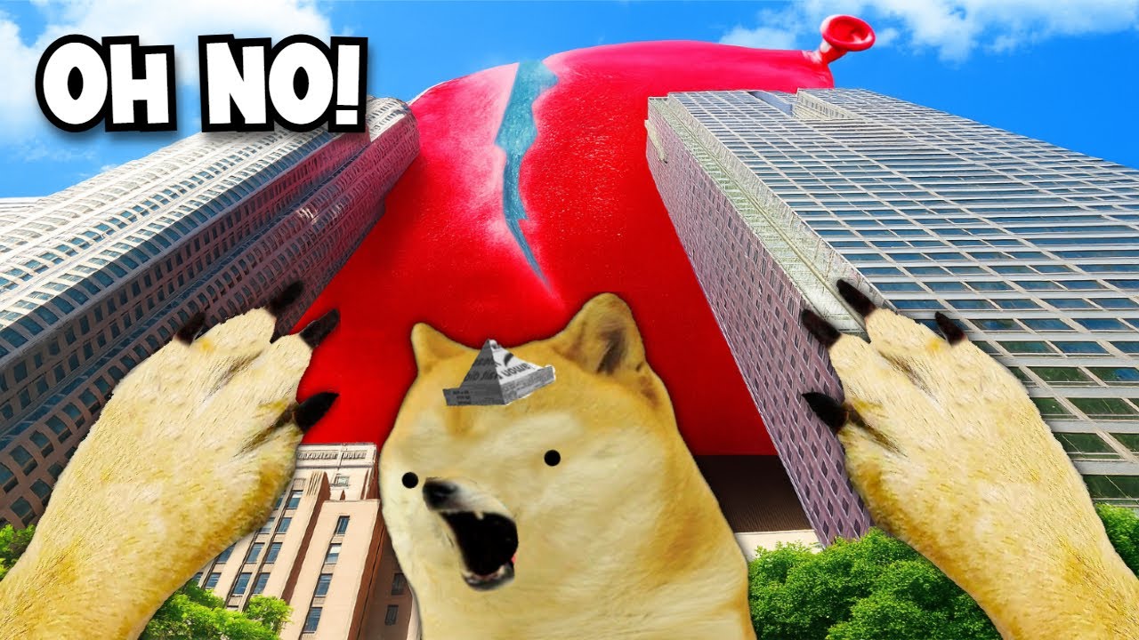 EL GLOBO DE AGUA GIGANTE EXPLOTA 💦- Juegos con cheems