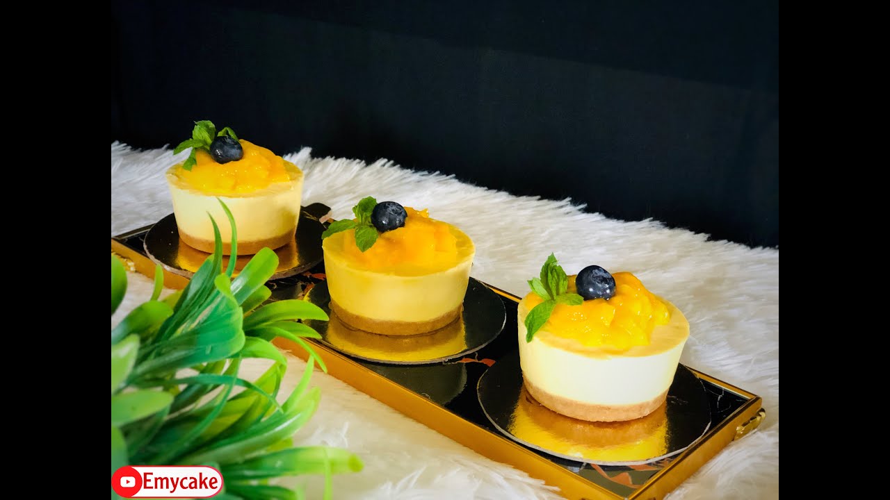 أحلي ميني تشيز كيك المانجو بدون فرن علي البارد  #cheesecakes No Bake