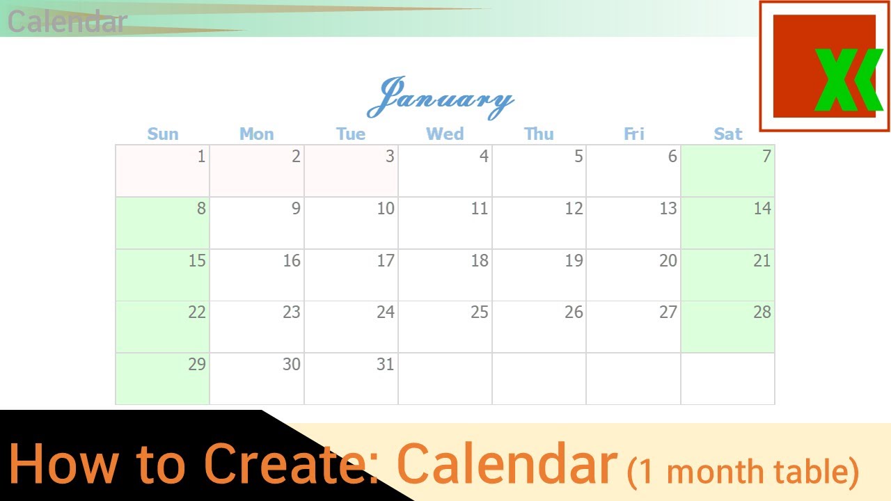 calendar 1 month table สร างปฏ ท น how to create ca endar
