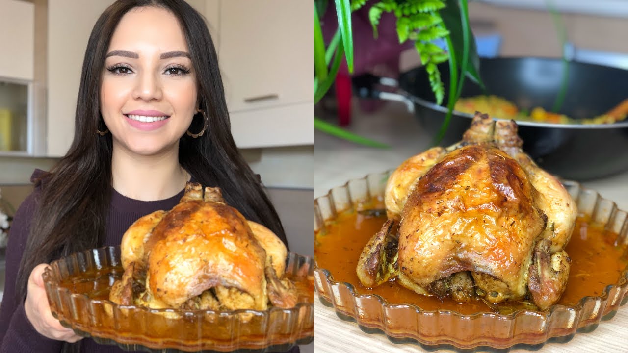 دجاجة مشوية ومحشية بالأرز في الفرن بتتبيلة مميزة وبطعم ولا أطيب-أفخم وجبة افطار