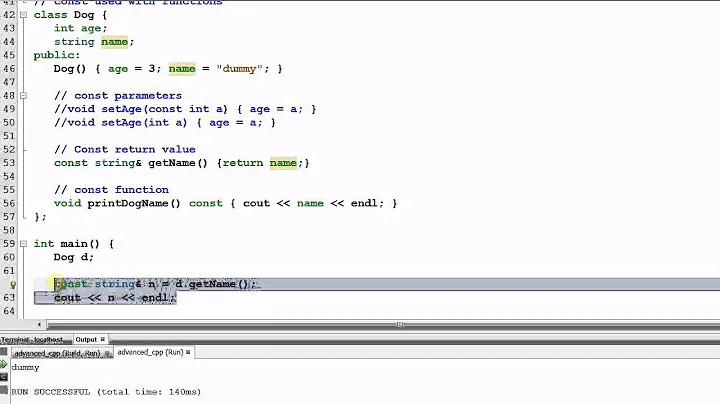 Advanced C++: const and Functions