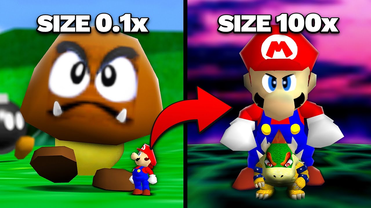 SM64 but Mario keeps growing (until the game breaks)