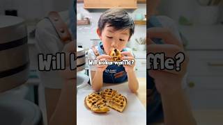 Dash makes boba waffles! The question is - will it stay soft? 🤔🧋#kidbaker #kidchef #boba #waffles