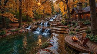 Soothing Riverside Cabin in Forest Autumn for Deep Focus 🍂🔥Soft Piano Music and Warm Campfire Sounds screenshot 4