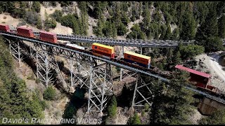 4K UHD  Around the Williams Loop & the Famous Keddie Wye  Drone footage of Union Pacific Double!