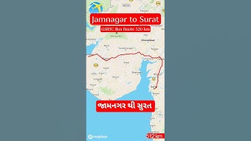 Jamnagar to Surat GSRTC Bus Route 520km #gsrtc #gsrtcgkshort  #gsrtcbus #roadmap #highway #newroute
