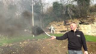 Black Handheld Smoke Grenade by Cube Fireworks — Firework Demo