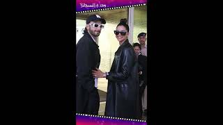 Deepika- Ranveer Singh Makes A Stylish Entry At The Airport In A Black