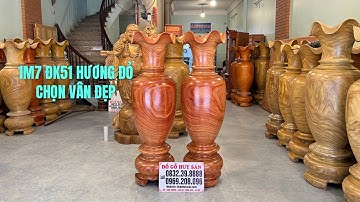 Lộc Bình Gỗ Hương Đỏ 1m7 Dk51 Liền Khối Vân Đẹp | Đồ Gỗ Huy San #lộc_bình_gỗ_hương #đồ_gỗ_huy_san