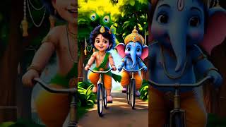 कान्हा–गणेश: मस्ती का मिलन 💕🐘🦚”KanhaWithGanesh 🌸 #DivineFriendship 💕 #GaneshKrishnaVibes ✨ #BalGopal