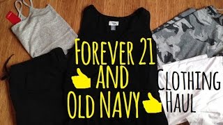 Old Navy and Forever 21 Shopping haul (Basic tees, biker shorts, black dress + more)