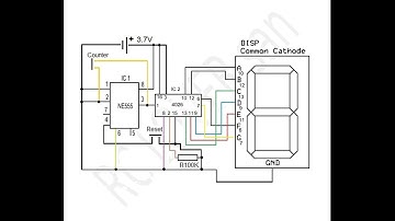 1 Digit 7 Segment Counter Electrical Schematic with Reset Button without Arduino