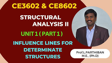 CE3602 & CE8602 STRUCTURAL ANALYSIS 2 UNIT 1 INFLUENCE LINES FOR DETERMINATE BEAMS PART 1 #CE3602