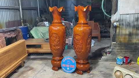 Cặp lục bình đục tứ quý 1m60 gỗ xà cừ.hàng đặt của A Đình ở Long An.chỉ 11 triệu