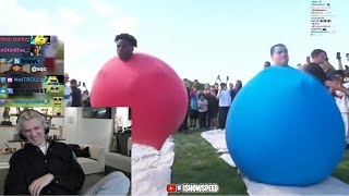 Celebrity xQc Dies Laughing at iShowSpeed Beating his Fan in a Race while Inside of a Yoga Ball Wealth