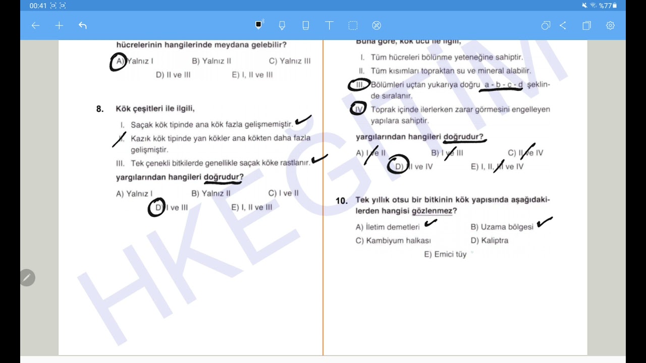BİTKİ YAPISIFİZYOLOJİSİ -2- SORU ÇÖZÜMÜ (ÖZEL SEÇİLMİŞ SORULAR)